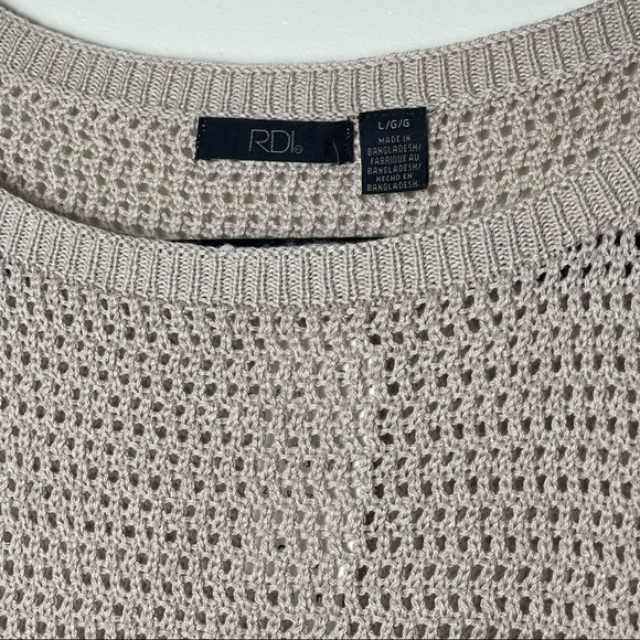 NWT RDI Crochet Mauve Pink Open Stitch Pullover Long Sleeve Size L - Picture 4 of 8
